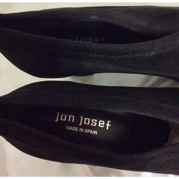JON‎ JOSEF Black Velvet &amp; Suede Leather Heels Loafers Shoes Women's 10M