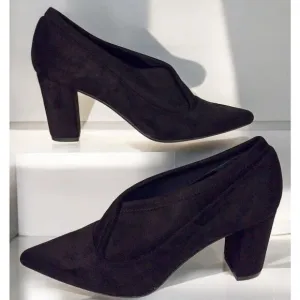 JON‎ JOSEF Black Velvet &amp; Suede Leather Heels Loafers Shoes Women's 10M
