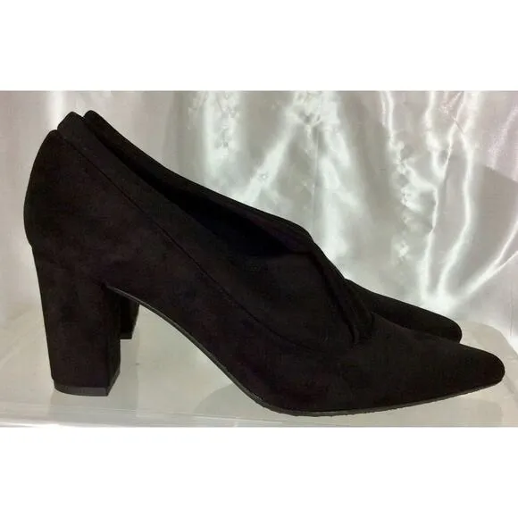 JON‎ JOSEF Black Velvet &amp; Suede Leather Heels Loafers Shoes Women's 10M
