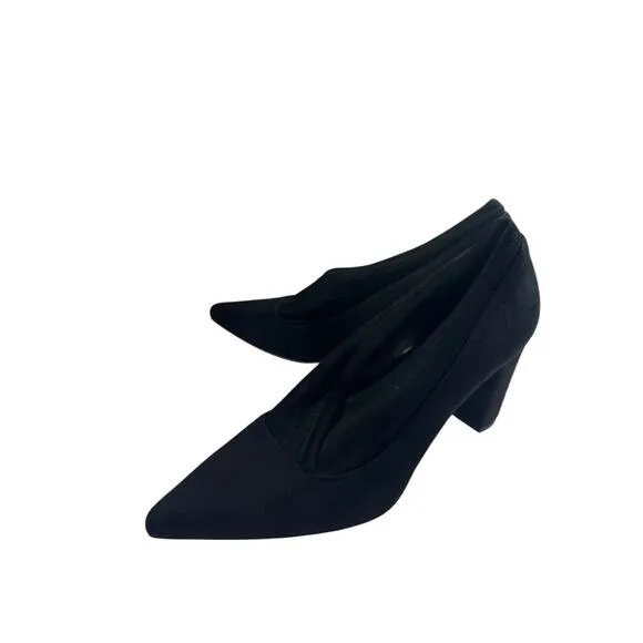 JON‎ JOSEF Black Velvet &amp; Suede Leather Heels Loafers Shoes Women's 10M