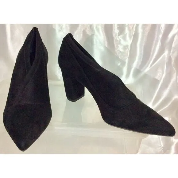 JON‎ JOSEF Black Velvet &amp; Suede Leather Heels Loafers Shoes Women's 10M