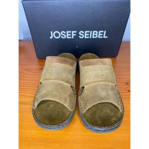 Josef Seibel Maverick 24 Leather Comfort Slides Brown Size 42 / 8.5-9