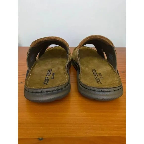 Josef Seibel Maverick 24 Leather Comfort Slides Brown Size 42 / 8.5-9