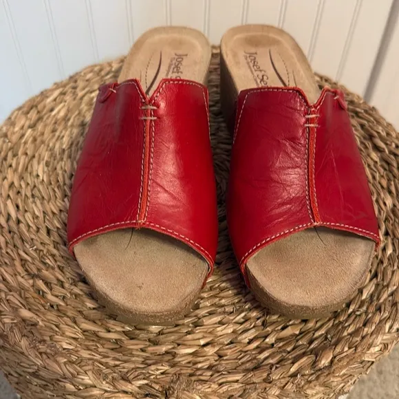 Josef Seibel Meike 07 Wedge Slide Sandal Women's Red Wedge Sandals - EU 38