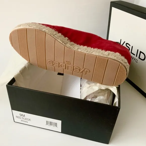 J/Slides Ryan Red Suede Zip Up Espadrilles Loafers