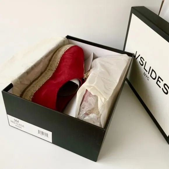 J/Slides Ryan Red Suede Zip Up Espadrilles Loafers