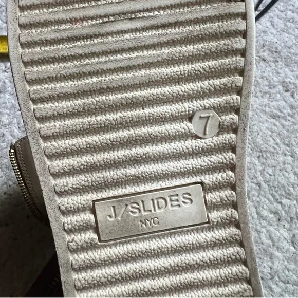 J/Slides Tristan Suede Tan and Gold Zipper Faux Fur Platform Sneaker Bootie Sz 7