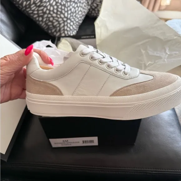 J/Slides White and Sand Sneakers