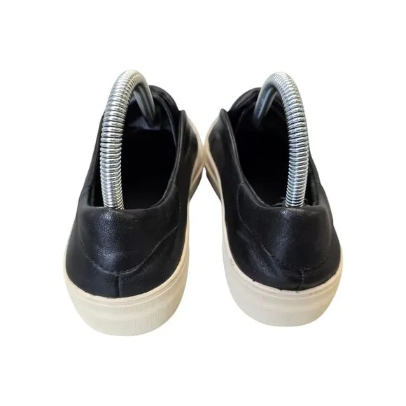 J/SLIDES Women's 7.5 Black Leather Casual Slip On Sneakers