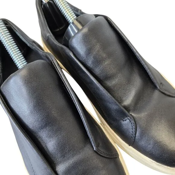 J/SLIDES Women's 7.5 Black Leather Casual Slip On Sneakers