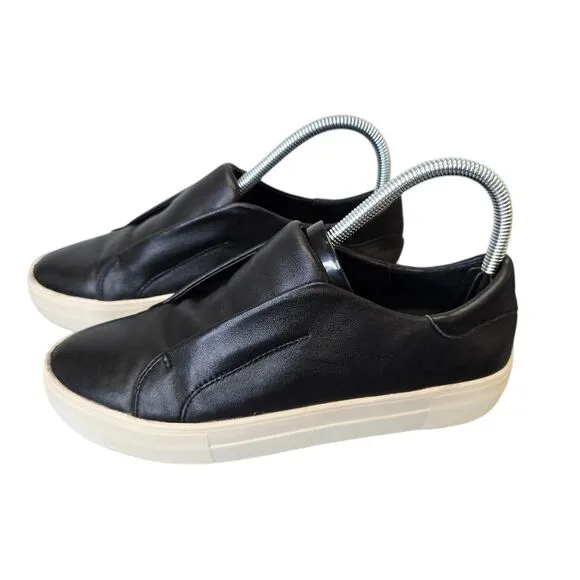 J/SLIDES Women's 7.5 Black Leather Casual Slip On Sneakers