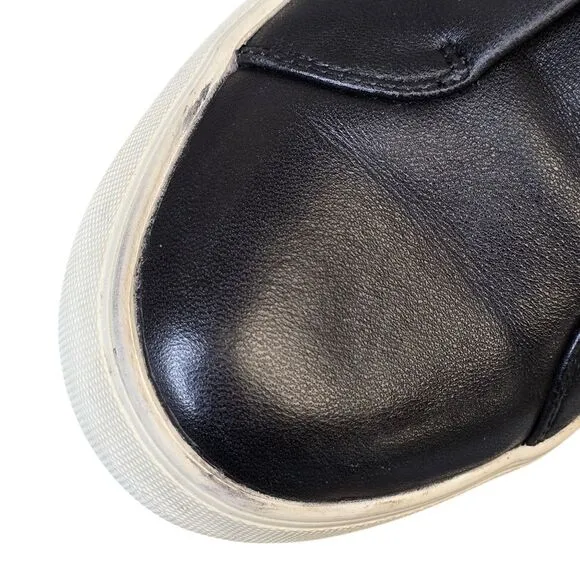 J/SLIDES Women's 7.5 Black Leather Casual Slip On Sneakers