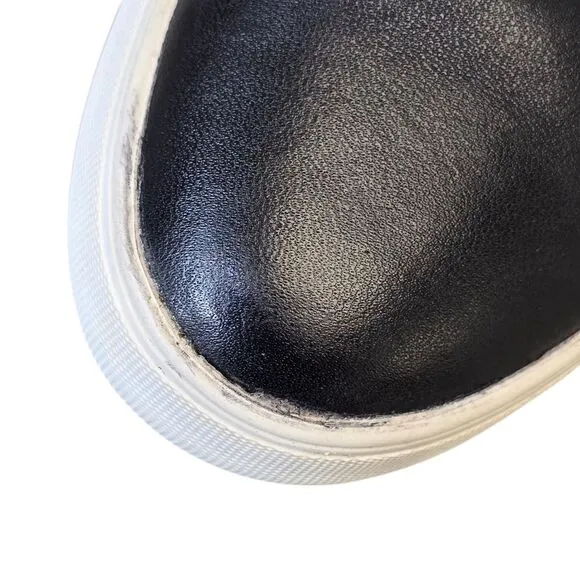 J/SLIDES Women's 7.5 Black Leather Casual Slip On Sneakers
