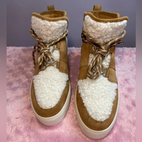 J/SLIDESNell High-Top Faux Shearling &amp; Suede Sneakers