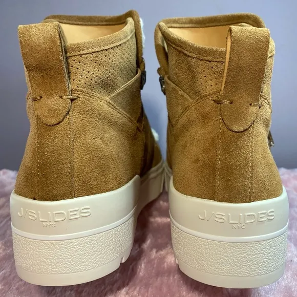 J/SLIDESNell High-Top Faux Shearling &amp; Suede Sneakers