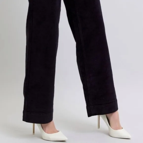 Judy Blue High-Rise Corduroy Double Button Pants Relaxed Boyfriend Wide Leg