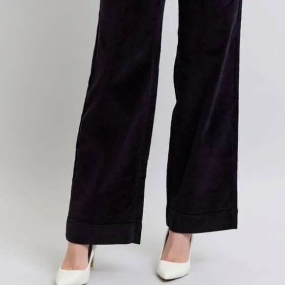 Judy Blue High-Rise Corduroy Double Button Pants Relaxed Boyfriend Wide Leg