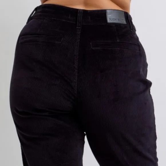 Judy Blue High-Rise Corduroy Double Button Pants Relaxed Boyfriend Wide Leg