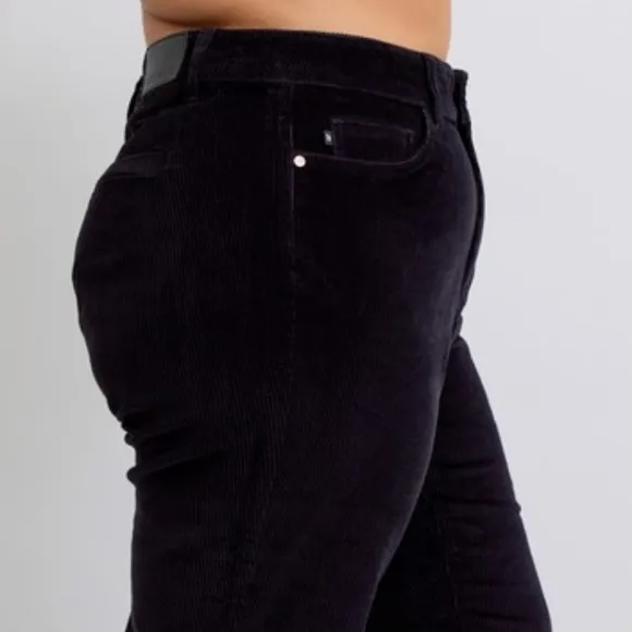 Judy Blue High-Rise Corduroy Double Button Pants Relaxed Boyfriend Wide Leg