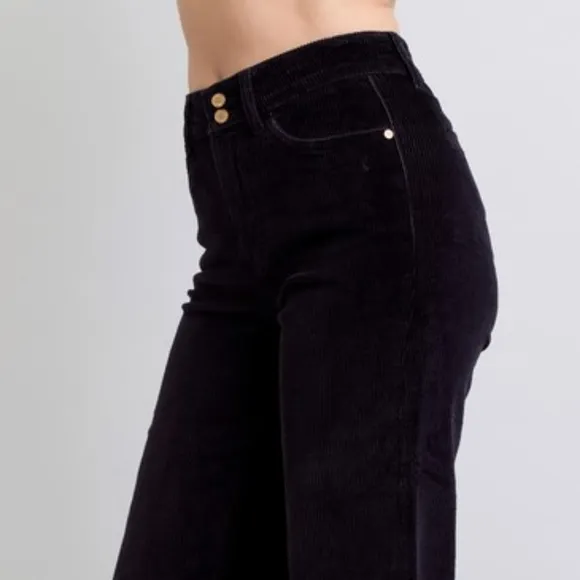 Judy Blue High-Rise Corduroy Double Button Pants Relaxed Boyfriend Wide Leg