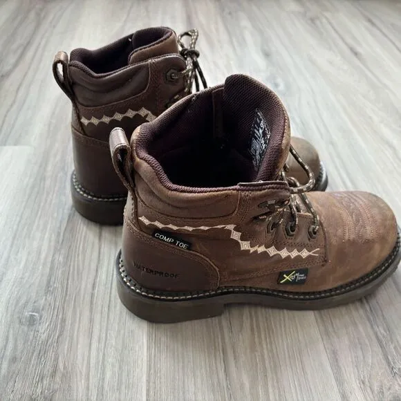 Justin 8 Women’s Brown Waterpro Lace Up Boots