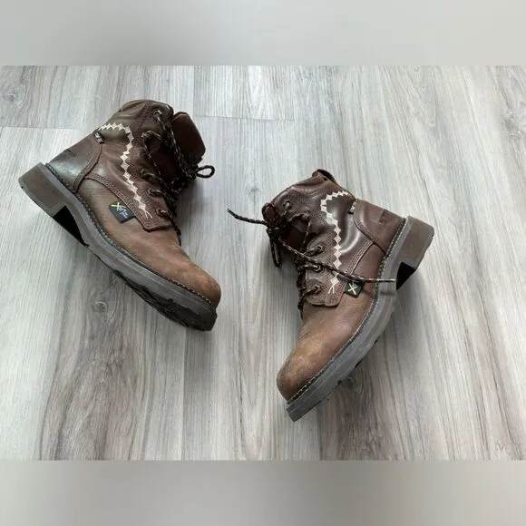 Justin 8 Women’s Brown Waterpro Lace Up Boots