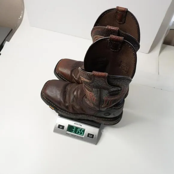 Justin Tanker Steel Toe Work Boots Brown Leather Western Vibram Rodeo Mens 10 *
