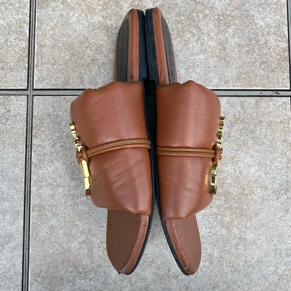 JW Anderson Anchor Logo Leather Slides Tan Brown