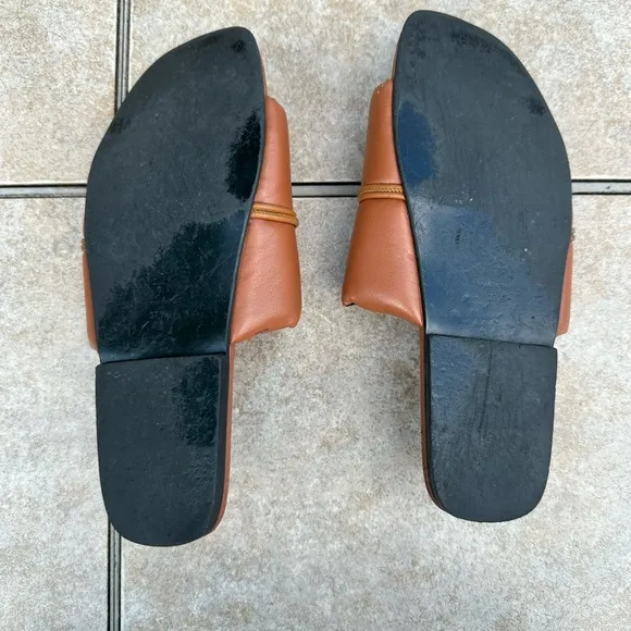 JW Anderson Anchor Logo Leather Slides Tan Brown