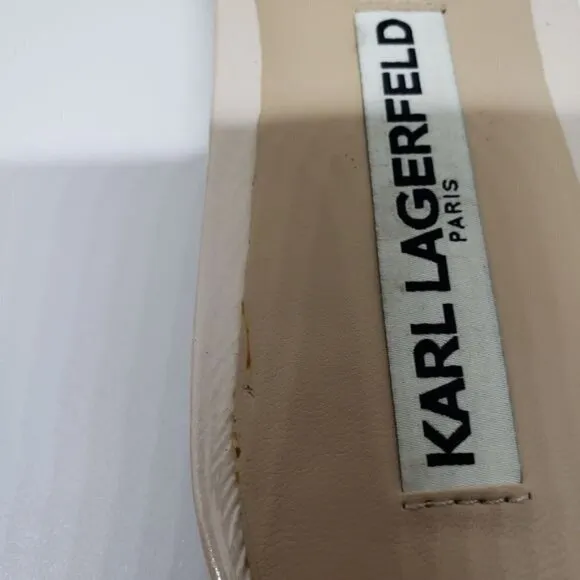 Karl Lagerfeld Rosie Bow Leather Slides Sandals  Size 7.5 M