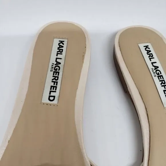 Karl Lagerfeld Rosie Bow Leather Slides Sandals  Size 7.5 M