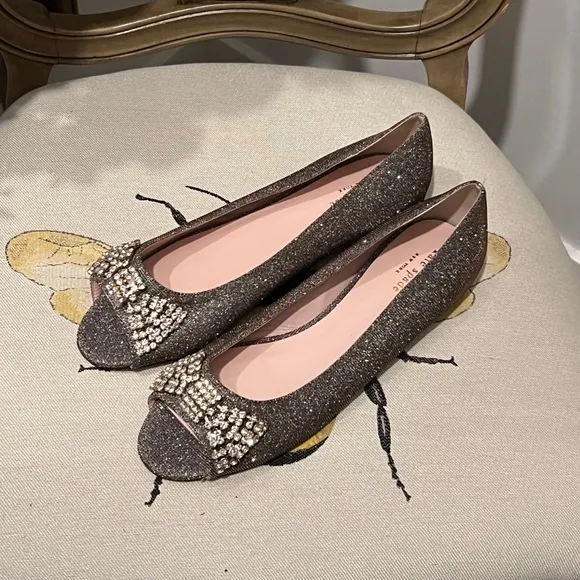 Kate Spade Crystal Bow Flats - NEW 9.5