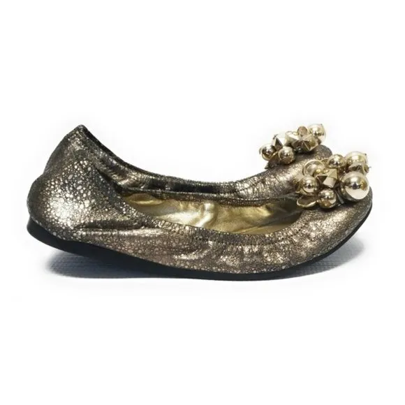 Kate Spade Gold Crackle Metallic Ballet Flats 6