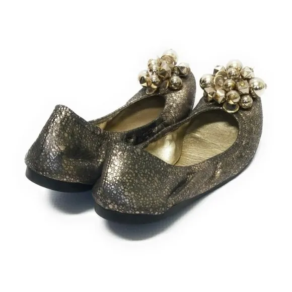 Kate Spade Gold Crackle Metallic Ballet Flats 6