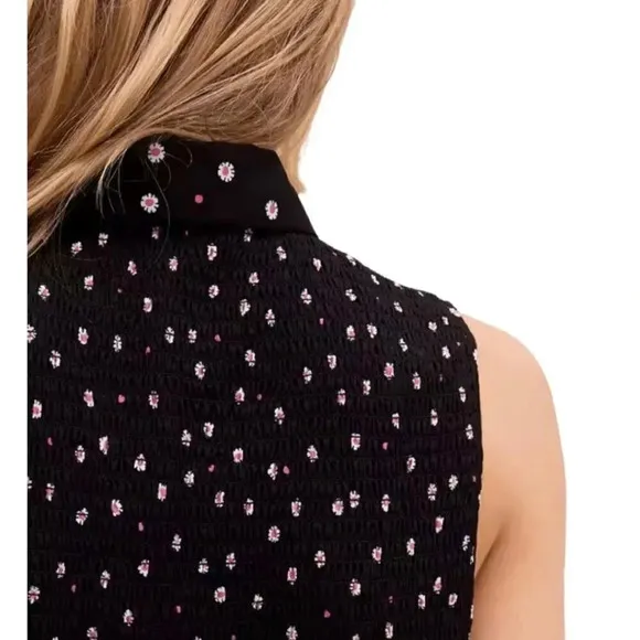 Kate Spade New York Daisy Dot Shirt Dress Size 0 Black Pink Polka Dot Florals