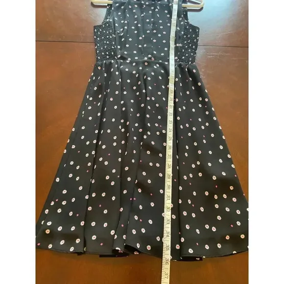 Kate Spade New York Daisy Dot Shirt Dress Size 0 Black Pink Polka Dot Florals