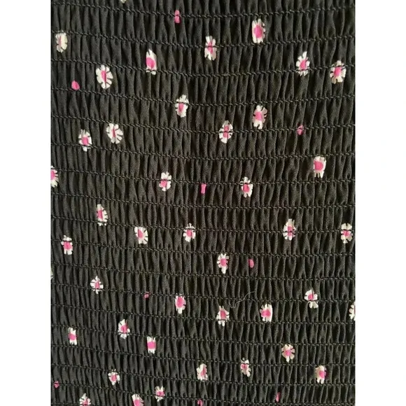 Kate Spade New York Daisy Dot Shirt Dress Size 0 Black Pink Polka Dot Florals