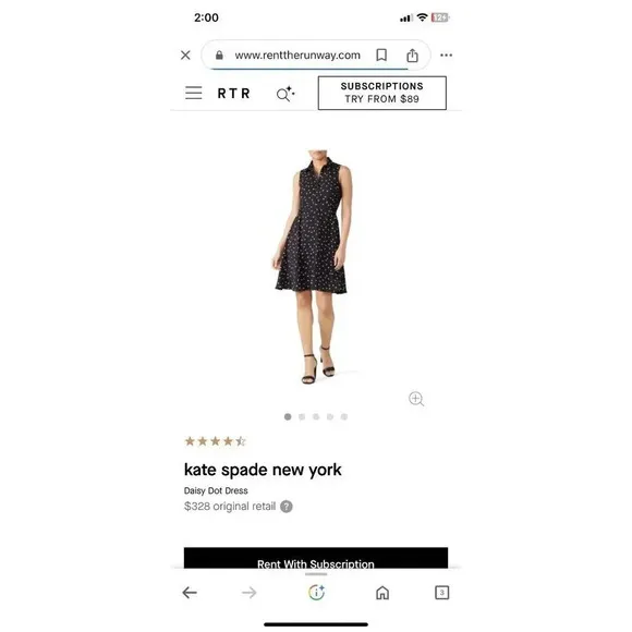 Kate Spade New York Daisy Dot Shirt Dress Size 0 Black Pink Polka Dot Florals