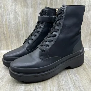 Kate Spade New York WINONA‎ Combat Boots Womens 9.5 Black Lace-up Pouch Lugged