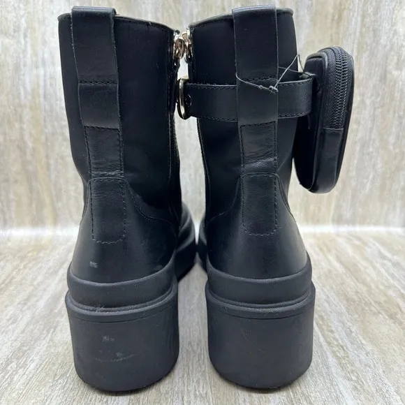 Kate Spade New York WINONA‎ Combat Boots Womens 9.5 Black Lace-up Pouch Lugged
