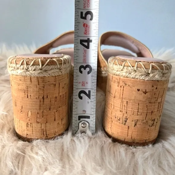 Kate Spade ♤ Womens Tan Cork Espadrilles Wedge Sandals Slides♤ Size 8 ♤ Like New
