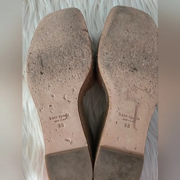 Kate Spade ♤ Womens Tan Cork Espadrilles Wedge Sandals Slides♤ Size 8 ♤ Like New