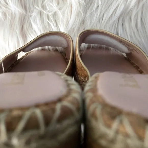 Kate Spade ♤ Womens Tan Cork Espadrilles Wedge Sandals Slides♤ Size 8 ♤ Like New