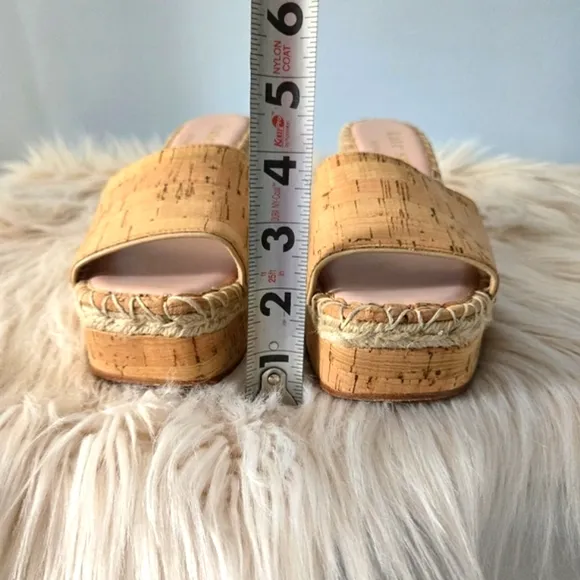 Kate Spade ♤ Womens Tan Cork Espadrilles Wedge Sandals Slides♤ Size 8 ♤ Like New