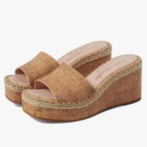 Kate Spade ♤ Womens Tan Cork Espadrilles Wedge Sandals Slides♤ Size 8 ♤ Like New