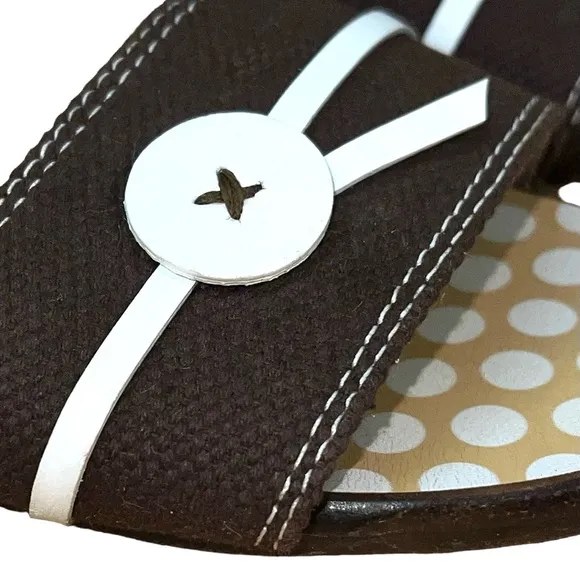 Kate Spade Women’s Toby Slide Sandals in Brown Canvas Size 8