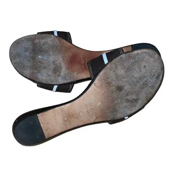 Kate Spade Women’s Toby Slide Sandals in Brown Canvas Size 8