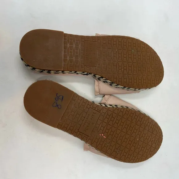 Kate Spade Zahara Pink Leather Ruffle Slide Espadrille Sandals Size US 6