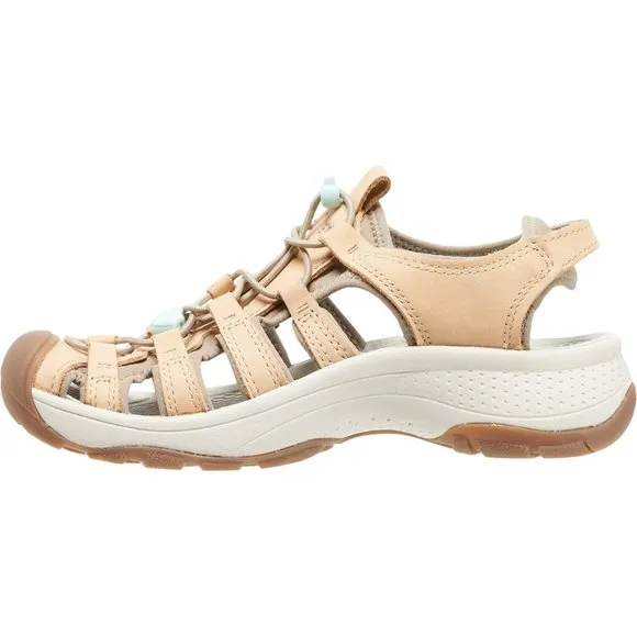 KEEN Astoria GENUINE LEATHER West Closed Toe Sport Sandals Doe/Blue Glass 693S0