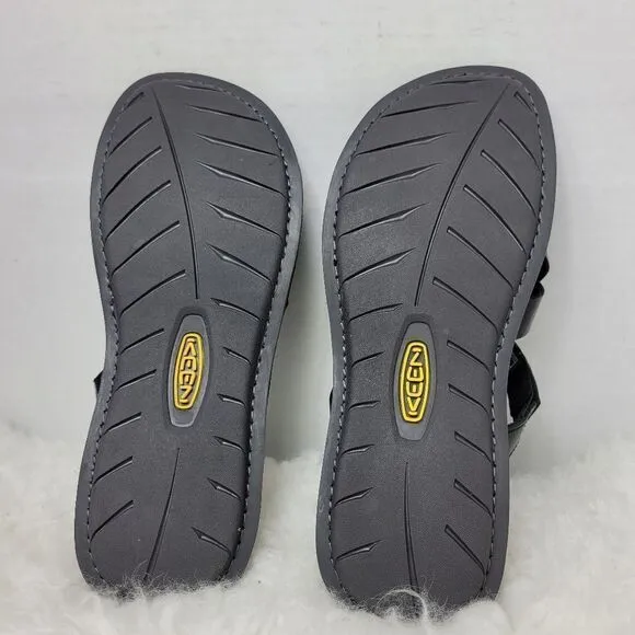 KEEN Sofia Black Leather Slide Strappy Slip-on Women's Sandals Shoes size 7.5